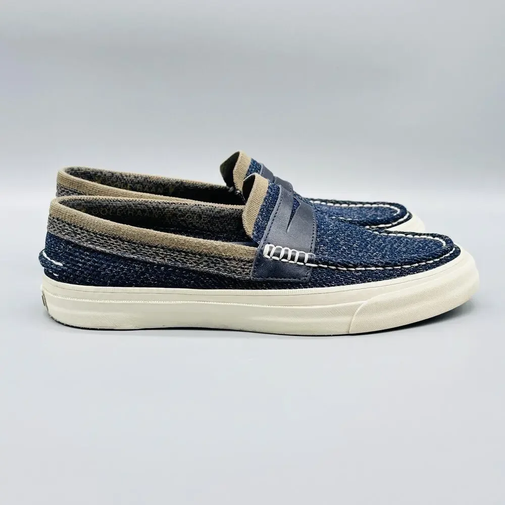 Cole Haan Shoes Men 8 Blue Knit Penny Loafer Grand OS Pinch Weekend Knit Casual